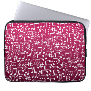 Rich Burgundy Red Purple w Dancing Music Notes Laptop Sleeve