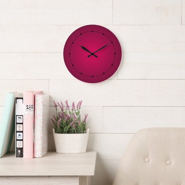 Rich Burgundy Wine Gradient Shades Large Clock (Reading Room)