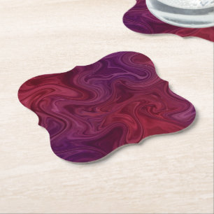 Rich Burgundy Wine Purple Organic Flow Paper Coaster