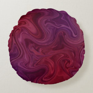 Rich Burgundy Wine Purple Organic Flow Round Cushion