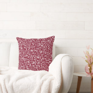 Rich Burgundy Wine w White Music Notes Cushion