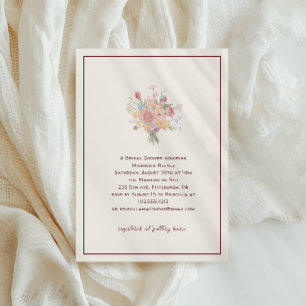 Rich Burguny Minimalist Elegant Bridal Shower Invitation