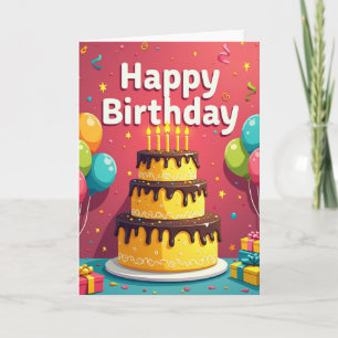 Rich Cake Red Birthday Card