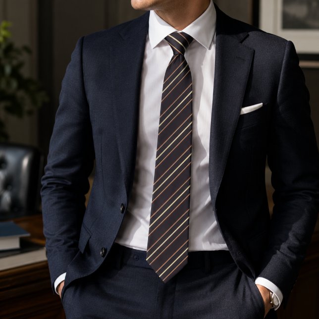 Rich Chocolate Brown & Beige Multi-Stripe Tie (Creator Uploaded)
