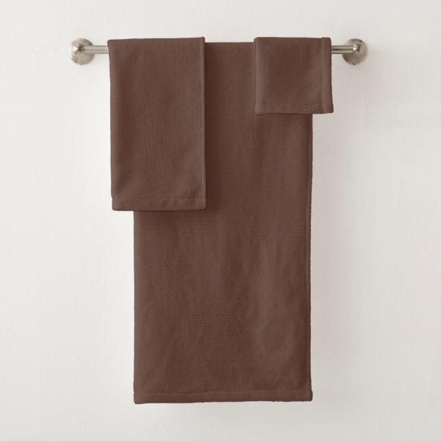 Rich Chocolate Brown Neutral Solid Colour Print Bath Towel Set (Insitu)