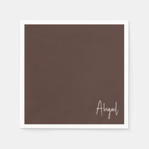 Rich Chocolate Brown  Personalised Shower Cocktail Napkin