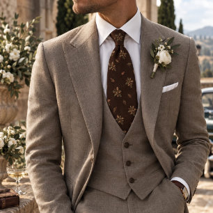Rich Chocolate Oak Acorn Heritage Pattern Tie