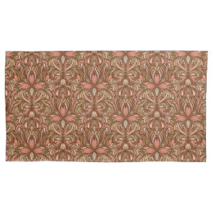 Rich Clay Art Nouveau Floral King  Pillow Case