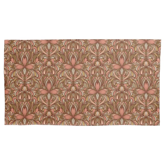 Rich Clay Art Nouveau Floral King  Pillow Case (Front)