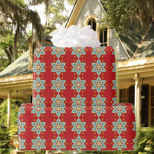 Rich Colonial Red Quilt Pattern Birthday Giftwrap Wrapping Paper