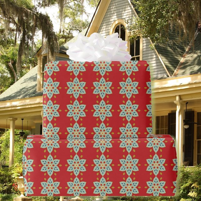 Rich Colonial Red Quilt Pattern Birthday Giftwrap Wrapping Paper (Creator Uploaded)