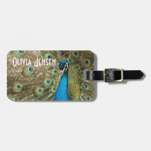 Rich Colour Photo of Peacock Bird Luggage Tag