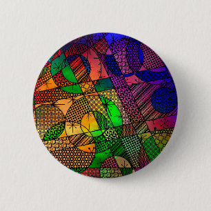 Rich Colourful, Textured Geometric Abstract 6 Cm Round Badge