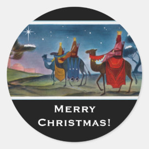 Rich Colourful Wisemen Painting Christmas Classic Round Sticker