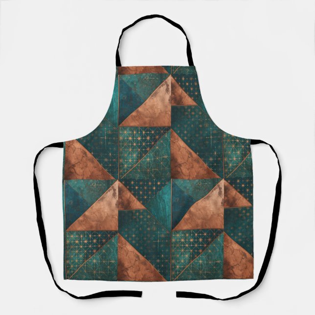 Rich Copper Metallic gold geometric starburst Apron (Front)