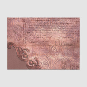 Rich Copper Ornate Vintage Decoupage Tissue Paper
