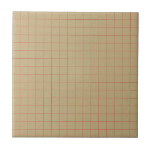 Rich Cream & Red Chequered Retro Minimalist Warm Tile