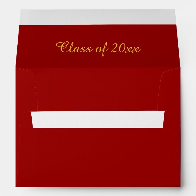 Rich Crimson & Elegant Gold Typography Graduation  Envelope (Back (Bottom))