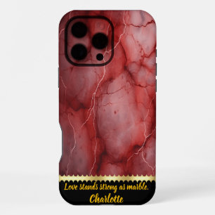 Rich crimson marble with striking veining details iPhone 16 pro max case