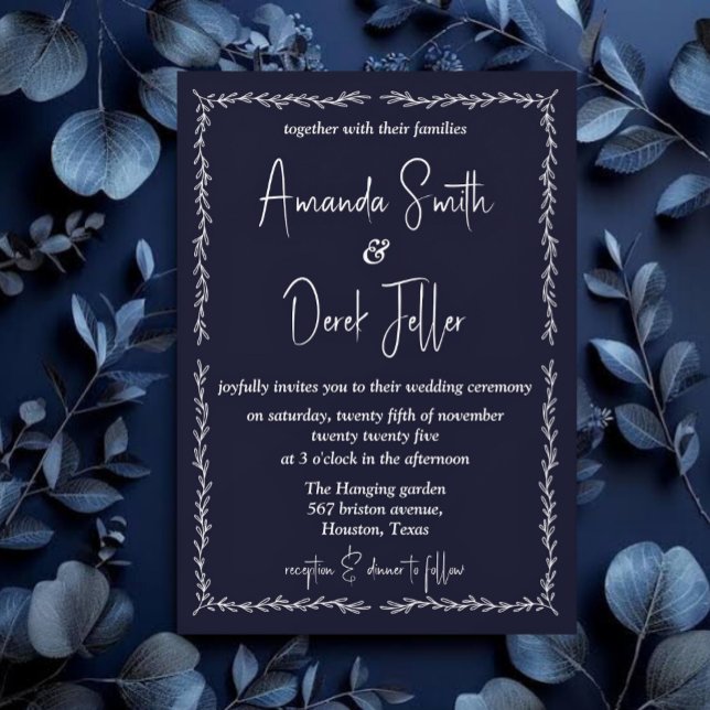 Rich Dark Blue Black Wedding Invitation (Creator Uploaded)