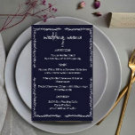 Rich Dark Blue Black Wedding Menu Card<br><div class="desc">This is my new sophisticated and elegant wedding menu in a deep blue-black hue,  adorned with a leafy decorative border and featuring a stylish modern script.</div>