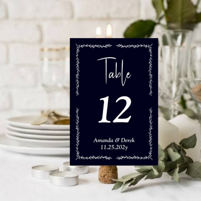 Rich Dark Blue Black Wedding Table Number Card (Creator Uploaded)