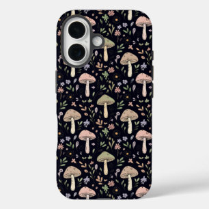 Rich Dark Fungi Seamless Pattern Goblincore iPhone 16 Case