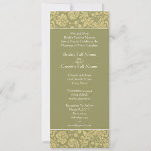 Rich Deep Grey Damask Swirls Wedding Invitation