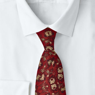 Rich Elegant Patched Red Rose Tie