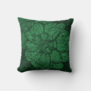 Rich Emerald Green Floral Pattern Cushion