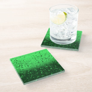 Rich Emerald Minimalist Art Glass Coaster