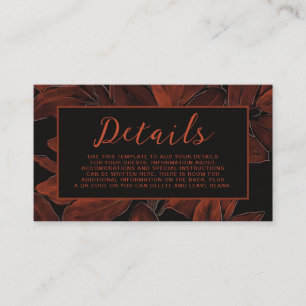 Rich Fall Autumn Wedding Details Card Moody Leaves