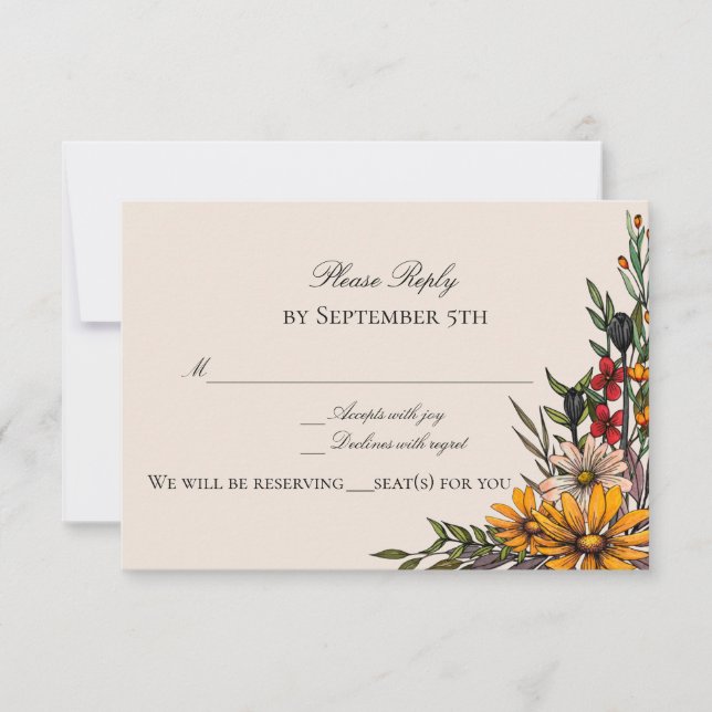 Rich Fall Florals Reply/RSVP Card (Front)