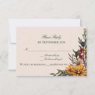 Rich Fall Florals Reply/RSVP Card