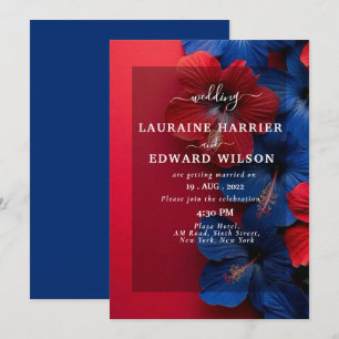 Rich floral arrangement featuring roses, peonies, invitation