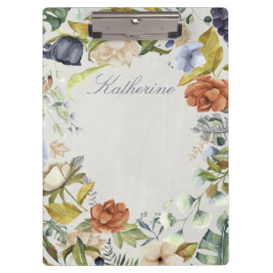 Rich Floral Border Personalised Clipboard