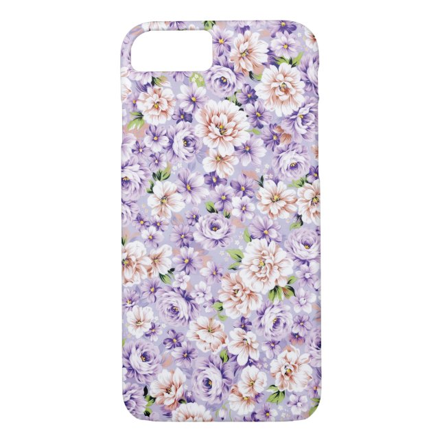 Rich floral pattern with purple and pink flowers Case-Mate iPhone case (Back)