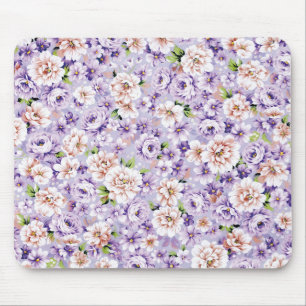 Rich floral pattern with purple and pink flowers mouse mat