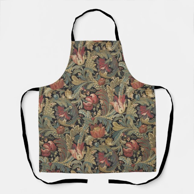 Rich Floral Tapestry Brocade Antique Classic Apron (Front)