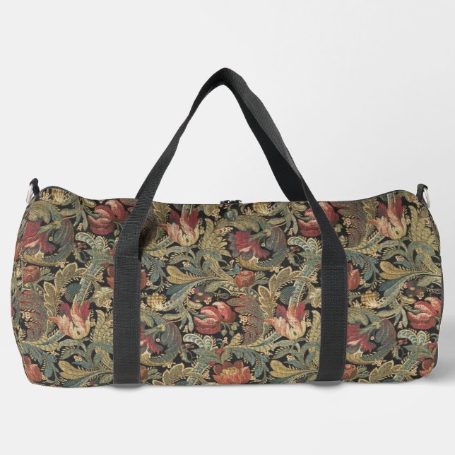 Rich Floral Tapestry Brocade Antique Classic Duffle Bag (Front)