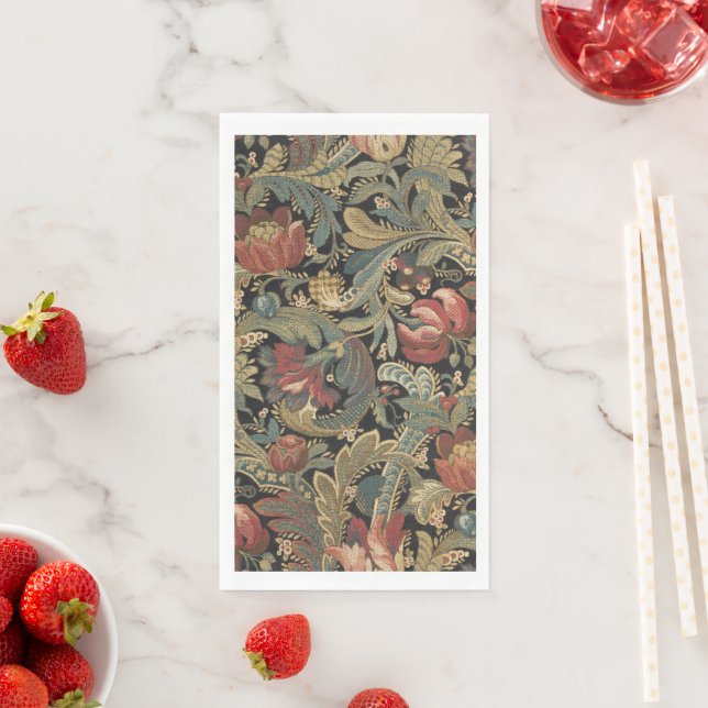 Rich Floral Tapestry Brocade Antique Classic Napkin (Insitu)