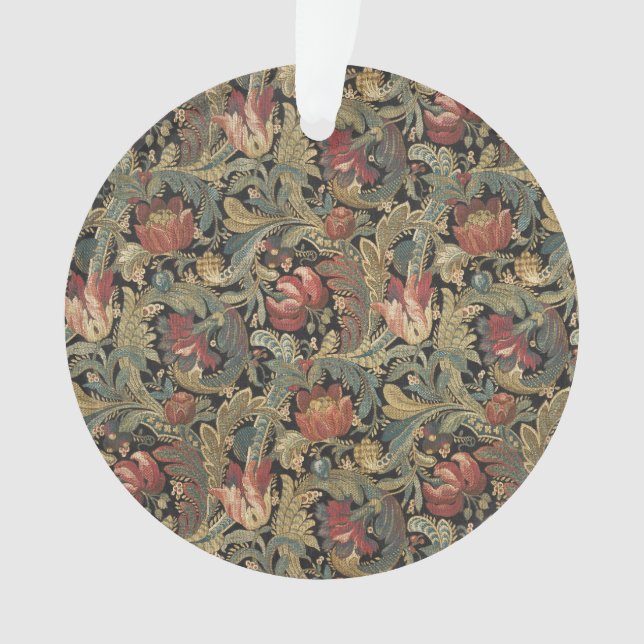 Rich Floral Tapestry Brocade Antique Classic Ornament (Front)