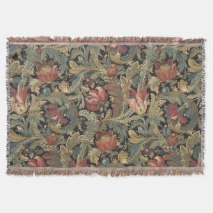 Rich Floral Tapestry Brocade Antique Classic Throw Blanket