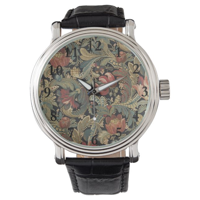 Rich Floral Tapestry Brocade Antique Classic Watch (Front)