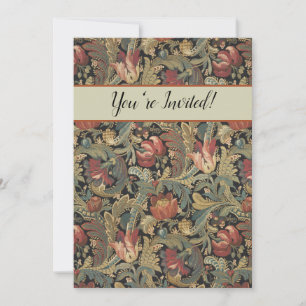 Rich Floral Tapestry Brocade Antique Victorian Invitation