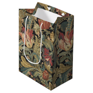 Rich Floral Tapestry Brocade Antique Victorian Medium Gift Bag