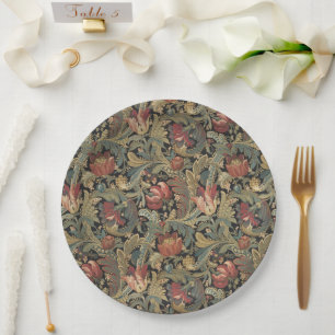 Rich Floral Tapestry Brocade Antique Victorian Paper Plate