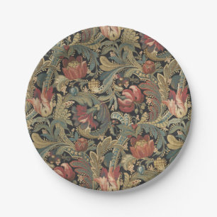 Rich Floral Tapestry Brocade Antique Victorian Paper Plate
