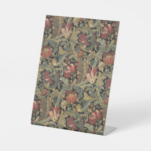 Rich Floral Tapestry Brocade Antique Victorian Pedestal Sign