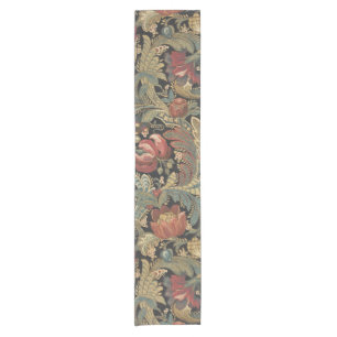 Rich Floral Tapestry Brocade Antique Victorian Short Table Runner